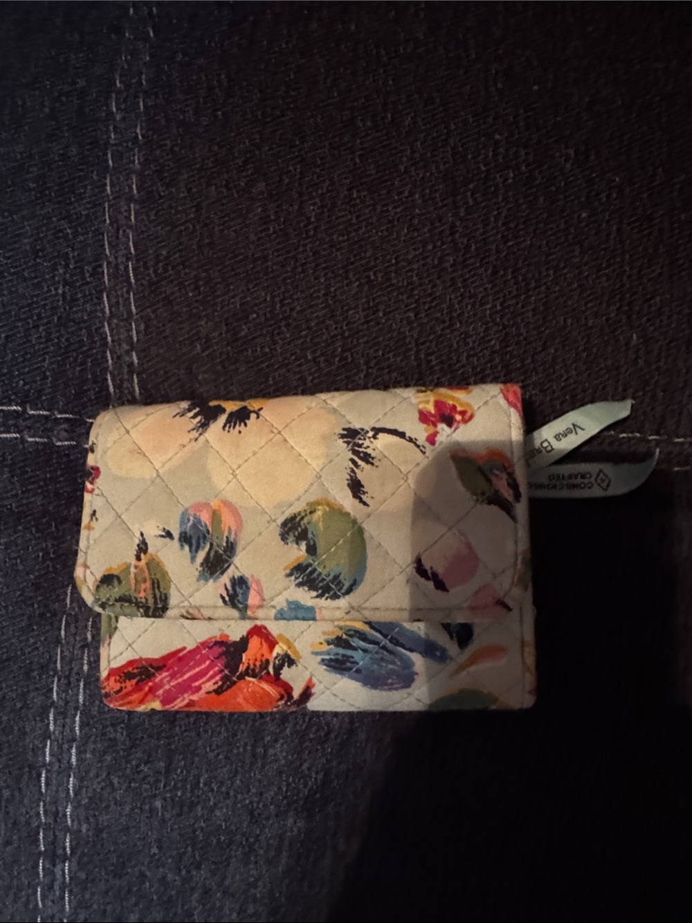 Vera Bradley Quilted Floral Card Wallet - White Multicolor